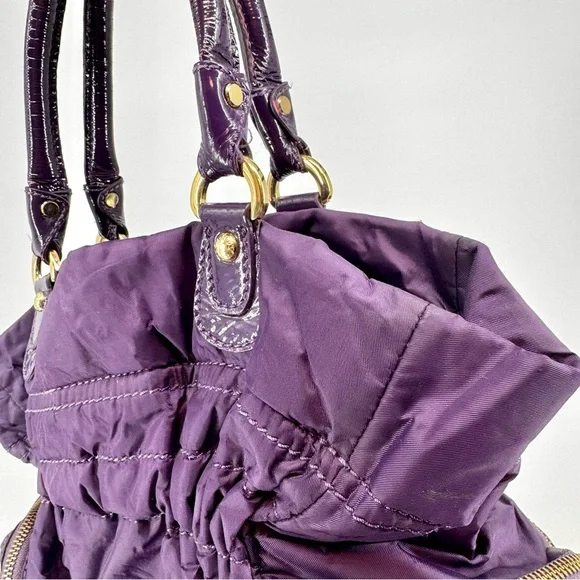 TOD’S Pashmy Medium Media D Satchel in Royal Purple and Gold